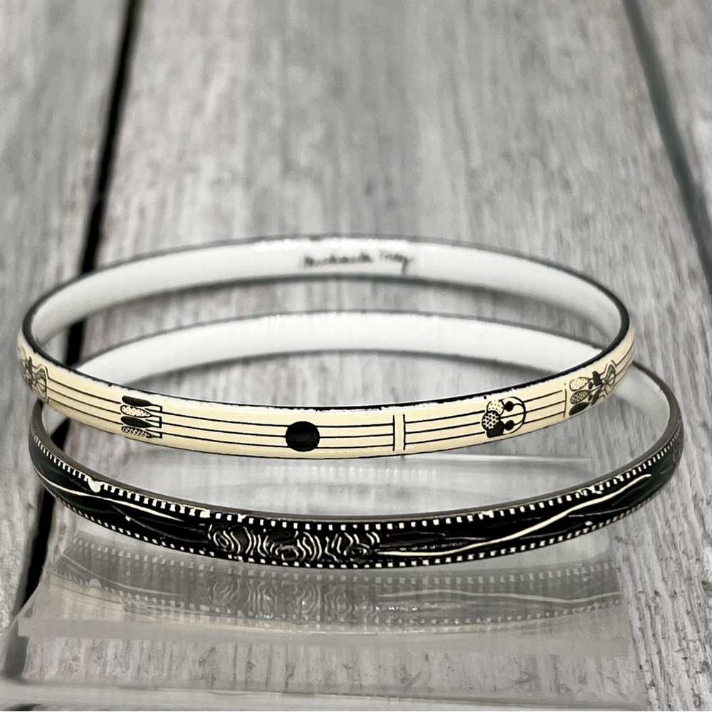 301. Vintage Michaela Frey Austrian Enamel Musical Bracelet Bangle Set